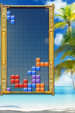 Tetris playing field with a falling purple block