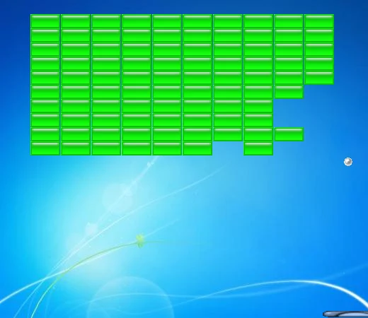 Arkanoid green brick wall and paddle