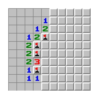 Minesweeper board with covered cells
