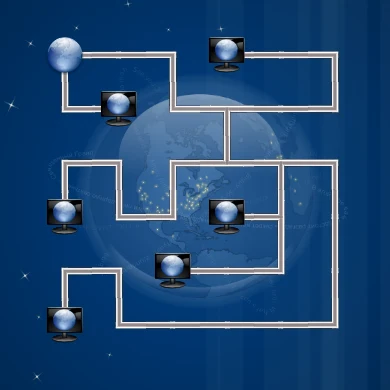 NetWalk pipe network with computers and a server