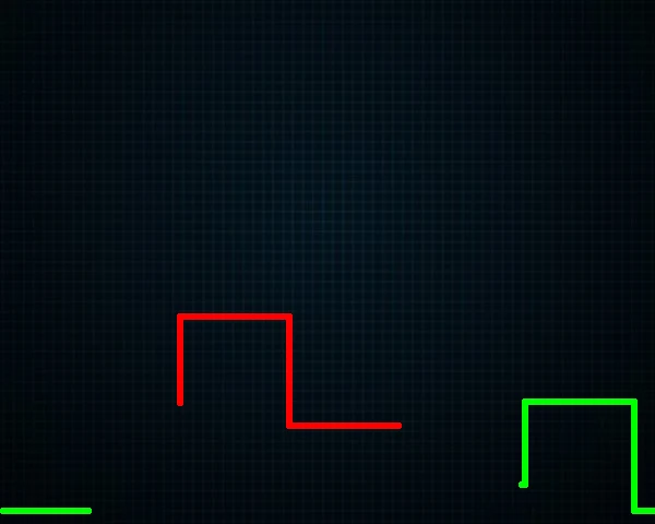 Red and green players on the dark Tron grid