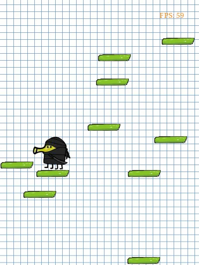 Doodle Jump: Jump between green platforms.